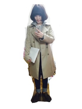 「COMME CA DU MODE（コムサデモード）のアイテム（トレンチコート）」を使った、キタジマ カホさん（レディース・156cm）の春コーディネート