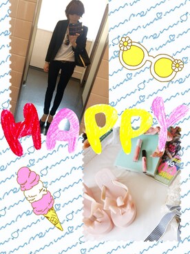 「アイテム（その他パンツ、ブラック系）」を使った、あかねさん（レディース・165cm）の夏コーディネート