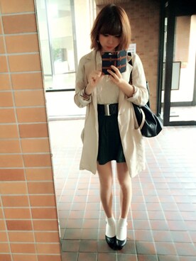 「one way（ワンウェイ）のアイテム（スカート、グリーン系）」を使った、あかねさん（レディース・165cm）の秋コーディネート
