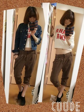 「ROSE BUD（ローズバッド）のアイテム（スウェット、ホワイト系）」を使った、あかねさん（レディース・165cm）の秋コーディネート