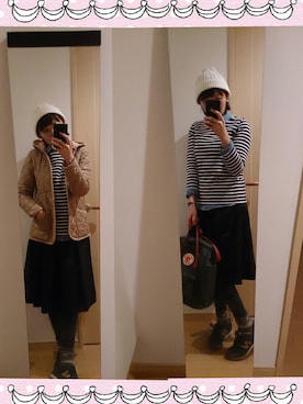 「LAVENHAM（ラベンハム）のアイテム（ナイロンジャケット）」を使った、junさん（レディース・163cm）の冬コーディネート