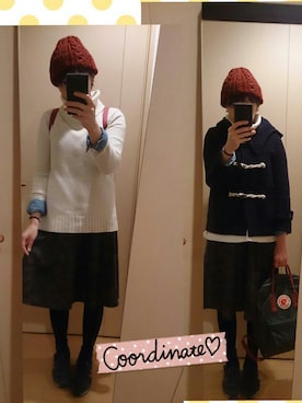 「MACPHEE（マカフィー）のアイテム（ダッフルコート）」を使った、junさん（レディース・163cm）の冬コーディネート
