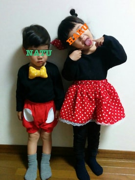 「アイテム（ブローチ/コサージュ）」を使った、もめさん（キッズ・100cm）の冬コーディネート