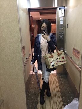 「PETIT BATEAU（プチバトー）のアイテム（ナイロンジャケット）」を使った、ゆきぽんさん（レディース・163cm）の夏コーディネート