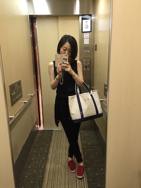 「PLST（プラステ）のアイテム（オールインワン・サロペット）」を使った、ゆきぽんさん（レディース・163cm）の夏コーディネート