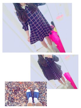 「ワンピース×スニーカー」｜「アイテム（ピーコート）」を使った、 ○ meguさん（レディース・160cm）の冬コーディネート
