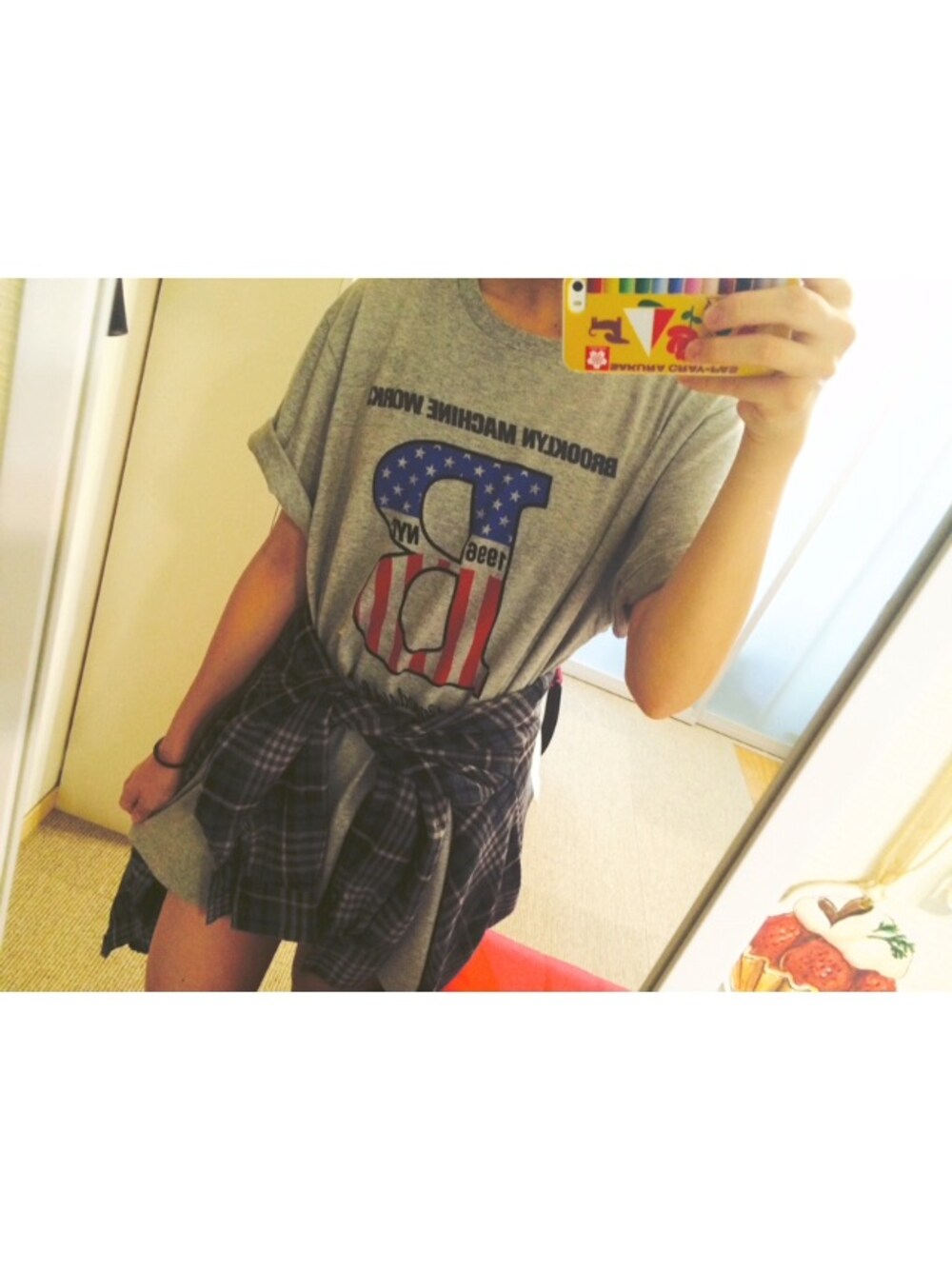 「塾、ロングTシャツ」｜「HEAVEN and Earthのアイテム（シャツ/ブラウス、ブラック系）」を使った、 ○ meguさん（レディース・160cm）の夏コーディネートの1枚目の写真