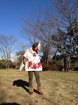「YEAH RIGHT!!（イェーライト）のアイテム（ジャケット/アウター）」を使った、chokukoさん（レディース・159cm）の冬コーディネート