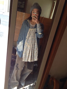 「春ワンピ」｜「アイテム（チュニック）」を使った、chokukoさん（レディース・159cm）の春コーディネート