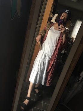 「YEAH RIGHT!!（イェーライト）のアイテム（帽子）」を使った、chokukoさん（レディース・159cm）の夏コーディネート