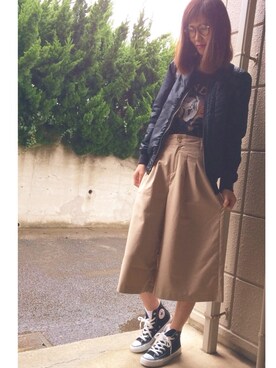 「SLY（スライ）のアイテム（ブルゾン）」を使った、asammyさん（レディース・170cm）の秋コーディネート