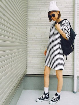 「Another Edition」｜「アイテム（ニットキャップ/ビーニー）」を使った、asammyさん（レディース・170cm）の夏コーディネート