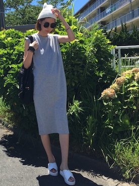 「Another Edition」｜「アイテム（ニットキャップ/ビーニー）」を使った、asammyさん（レディース・170cm）の夏コーディネート