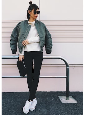 「CLANE（クラネ）のアイテム（MA-1）」を使った、asammyさん（レディース・170cm）の冬コーディネート