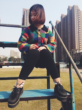 「アイテム（タイツ/ストッキング、ベージュ系）」を使った、周嗨森さん（レディース・159cm）の春コーディネート