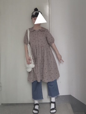 「VINTAGE（ヴィンテージ）のアイテム（ヘアバンド）」を使った、周嗨森さん（レディース・159cm）の夏コーディネート