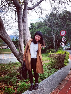 「Dr. Martens（ドクターマーチン）のDr.Martens (ドクターマーチン)/1461 3EYE GIBSON SHOES（その他シューズ）」を使った、Hongニジさん（レディース・158cm）の秋コーディネート