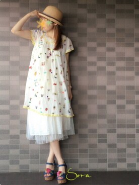 「axes femme（アクシーズファム）のアイテム（キャミソール）」を使った、そらさん（レディース・161cm）の夏コーディネート