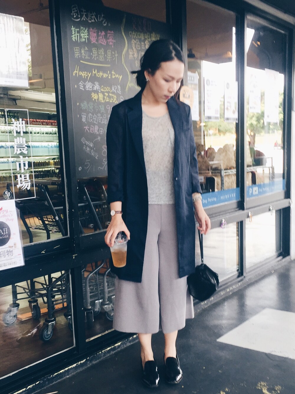 「#nudeのアイテム（スーツジャケット、ブルー系）」を使った、Sofiaさん（レディース・155cm）の春コーディネートの1枚目の写真