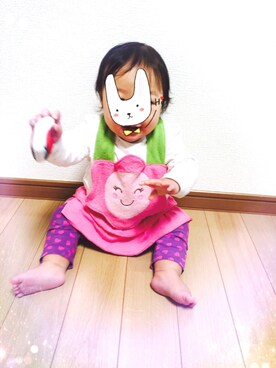 「PETIT BATEAU（プチバトー）のアイテム（スカート）」を使った、2姫ママさん（キッズ・70cm）の冬コーディネート