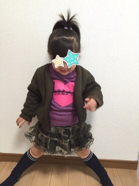 「AVAN LILY（アヴァンリリィ）のアイテム（ブルゾン）」を使った、2姫ママさん（キッズ・90cm）の春コーディネート