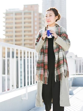 「おうちスタイル」｜「アイテム（つなぎ/オールインワン）」を使った、Natsuさん（レディース・168cm）の冬コーディネート