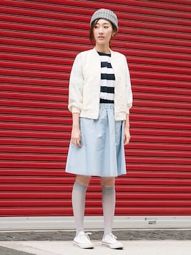 「ブルー x ホワイト」｜Natsuさん（レディース・168cm）の冬コーディネート