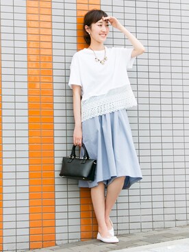 「ブルー x ホワイト」｜Natsuさん（レディース・168cm）の夏コーディネート