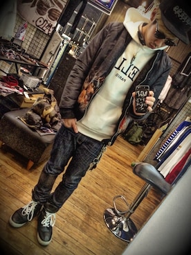 「BLACK SCALE（ブラックスケール）のアイテム」を使った、HirokiYudaさん（メンズ・173cm）の春コーディネート