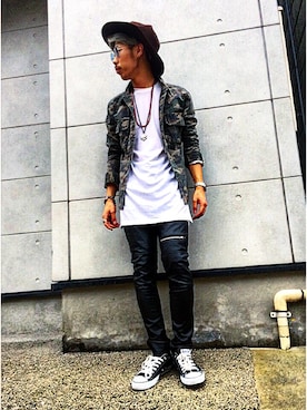 「アイテム（ミリタリージャケット）」を使った、HirokiYudaさん（メンズ・173cm）の秋コーディネート