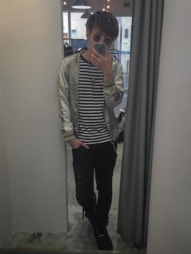 「DOWBL（ダブル）のアイテム」を使った、HirokiYudaさん（メンズ・173cm）の春コーディネート
