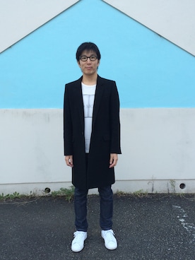 「A.P.C.」｜「アイテム（チェスターコート）」を使った、Daisuke Aさん（メンズ・168cm）の秋コーディネート