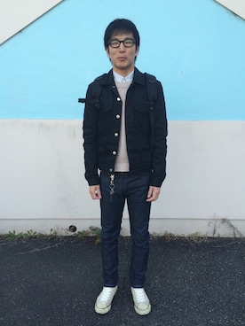 「JOHN LAWRENCE SULLIVAN（ジョンローレンスサリバン）のアイテム（デニムジャケット）」を使った、Daisuke Aさん（メンズ・168cm）の冬コーディネート