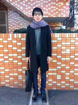 「A.P.C.」｜「アイテム（チェスターコート）」を使った、Daisuke Aさん（メンズ・168cm）の冬コーディネート