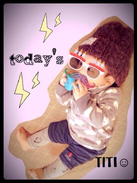 「Carter's（カーターズ）のアイテム（その他トップス）」を使った、titi☺︎さん（キッズ・70cm）の冬コーディネート