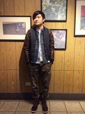 「MUJI」｜「アイテム（その他アウター）」を使った、郑維維さん（メンズ・170cm）の冬コーディネート