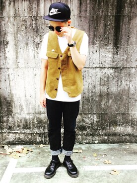 「Dr. Martens（ドクターマーチン）のアイテム（パンツ）」を使った、paullinさん（メンズ・173cm）の秋コーディネート