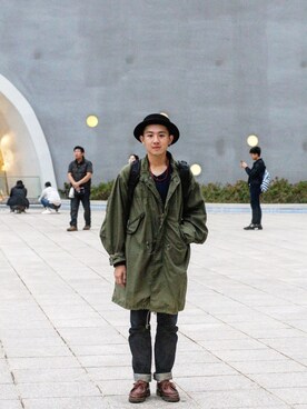 「TOPMAN（トップマン）のアイテム（帽子）」を使った、paullinさん（メンズ・173cm）の秋コーディネート
