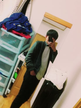 「アイテム（スタジャン）」を使った、REN-KUNさん（メンズ・177cm）の冬コーディネート