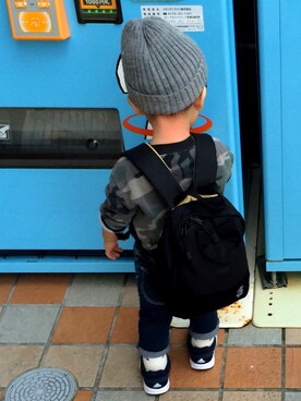 「abcd（ナシ）のアイテム（バッグ）」を使った、shichanさん（キッズ・90cm）の秋コーディネート