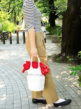 「アイテム（つなぎ/オールインワン、ベージュ系）」を使った、mimosa さん（レディース・169cm）の春コーディネート