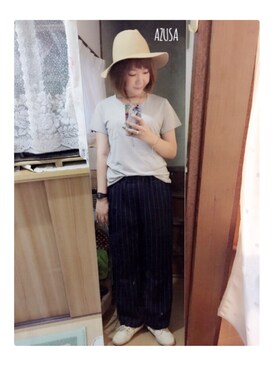 「CASIO」｜「アイテム（その他シューズ）」を使った、アズ☺︎さん（レディース・159cm）の夏コーディネート