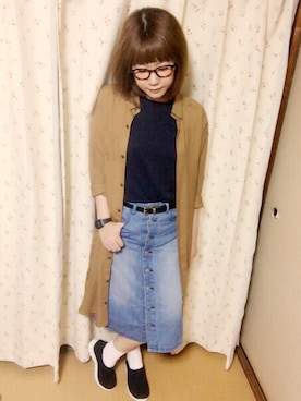 「アイテム（シャツワンピース）」を使った、アズ☺︎さん（レディース・159cm・20代）の秋コーディネート