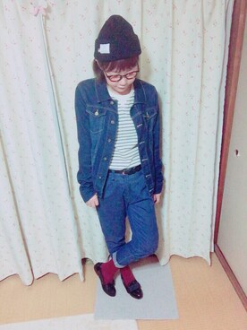 「デニムonデニム」｜「アイテム（その他）」を使った、アズ☺︎さん（レディース・159cm）の秋コーディネート