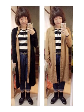 「アイテム（シャツワンピース）」を使った、アズ☺︎さん（レディース・159cm・20代）の秋コーディネート