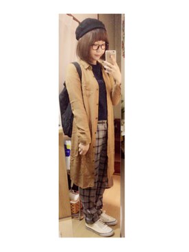 「アイテム（シャツワンピース）」を使った、アズ☺︎さん（レディース・159cm・20代）の秋コーディネート