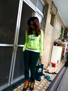 「Abercrombie&Fitch（アバークロンビーアンドフィッチ）のアイテム（スウェット）」を使った、maggieannyoさん（レディース・161cm）の冬コーディネート