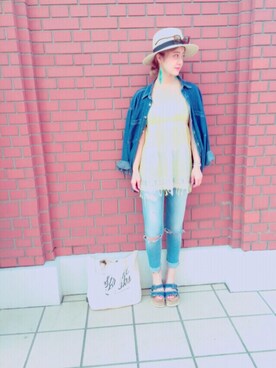 夏焼雅さん（レディース・160cm）の夏コーディネート