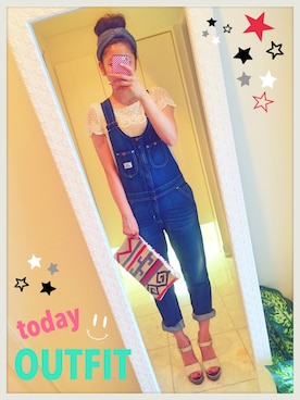 「Lee（リー）のアイテム（サロペット/オーバーオール）」を使った、あゆみっこさん（レディース・155cm）の夏コーディネート