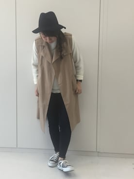 「トレンチ」｜「アイテム（ピーコート）」を使った、myk127さん（レディース・155cm）の冬コーディネート